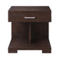 24" Walnut Manufactured Wood Square End Table With Drawer And Shelf