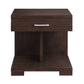 24" Walnut Manufactured Wood Square End Table With Drawer And Shelf