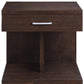 24" Walnut Manufactured Wood Square End Table With Drawer And Shelf