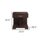 24" Walnut Manufactured Wood Square End Table With Drawer And Shelf