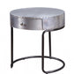 21" Aluminum And Manufactured Wood Round End Table With Drawer