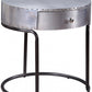 21" Aluminum And Manufactured Wood Round End Table With Drawer