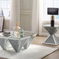 23" Silver Mirrored And Manufactured Wood Square Diamond End Table