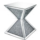 23" Silver Mirrored And Manufactured Wood Square Diamond End Table