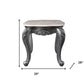 24" Gray And White Marble And Polyresin Rectangular End Table