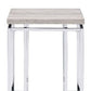 24" Chrome And Natural Oak Manufactured Wood And Metal Square End Table