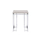 24" Chrome And Natural Oak Manufactured Wood And Metal Square End Table