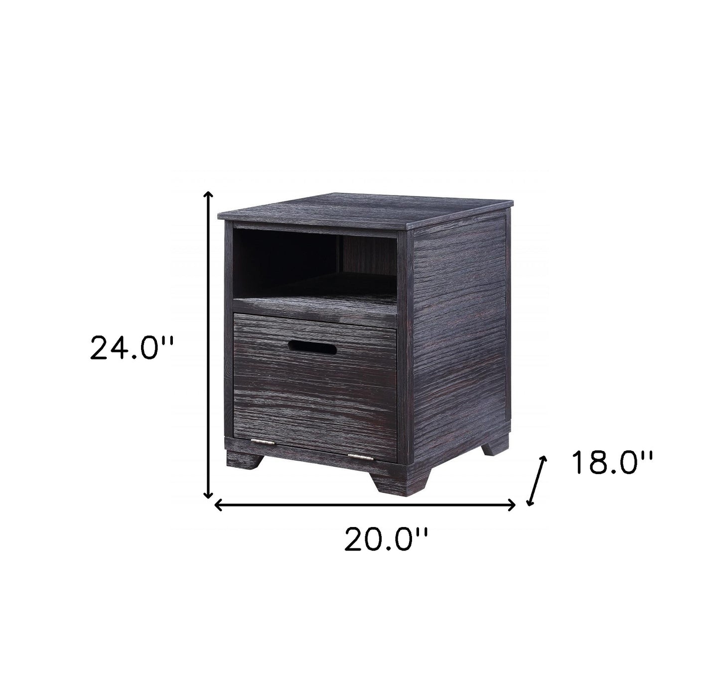 24" Black Manufactured Wood And Solid Wood Rectangular End Table