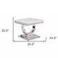 20" Silver And White Marble Look Stainless Steel Square End Table