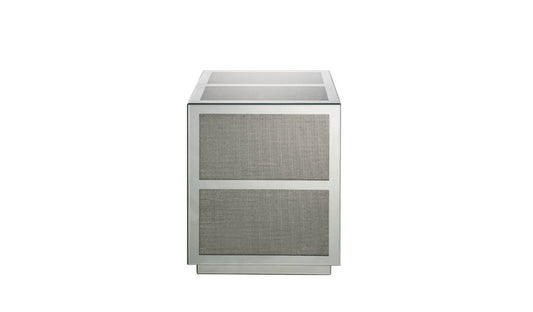 24" Silver And Clear Glass And Stone Square End Table