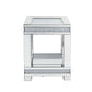 24" Clear Glass Square Mirrored End Table With Shelf