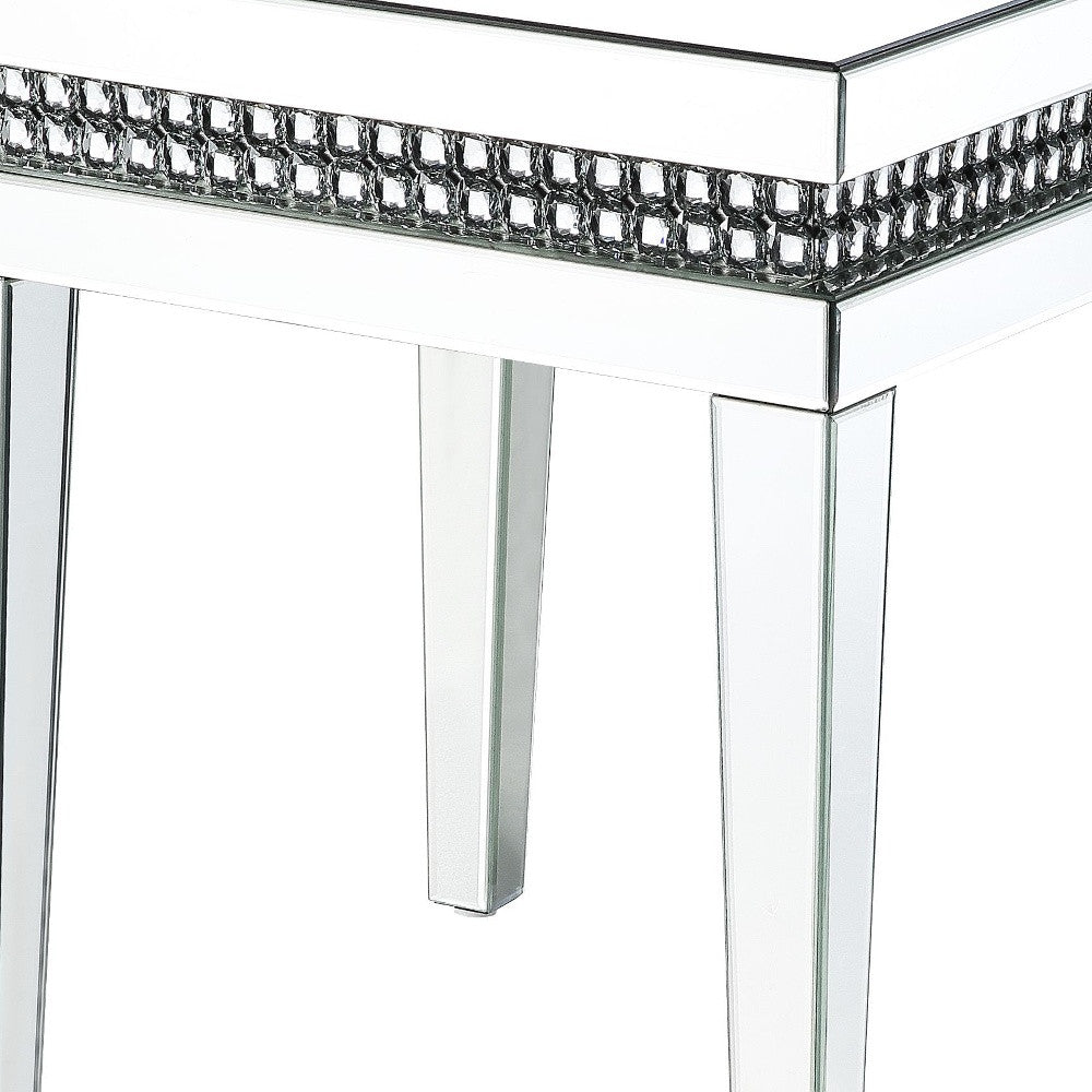 24" Clear And Silver Mirrored Square Mirrored End Table