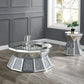 24" Gray And Silver Mirrored Round Mirrored End Table