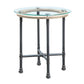 24" Sandy Gray And Clear Glass And Metal Round End Table