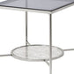 24" Chrome And Clear Glass And Metal Square End Table With Shelf