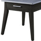 24" Dark Brown And Gray Sintered Stone Manufactured Wood Rectangular End Table With Drawer