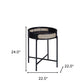 24" Black Melamine Veneer And Manufactured Wood Round End Table