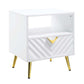 22" White Manufactured Wood And Metal Rectangular End Table With Drawer And Shelf