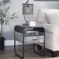 22" Black And Gray Square End Table With Drawer And Shelf