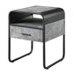 22" Black And Gray Square End Table With Drawer And Shelf