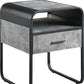 22" Black And Gray Square End Table With Drawer And Shelf