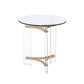 24" Gold And Clear Glass And Metal Round End Table