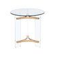 24" Gold And Clear Glass And Metal Round End Table