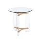 24" Gold And Clear Glass And Metal Round End Table