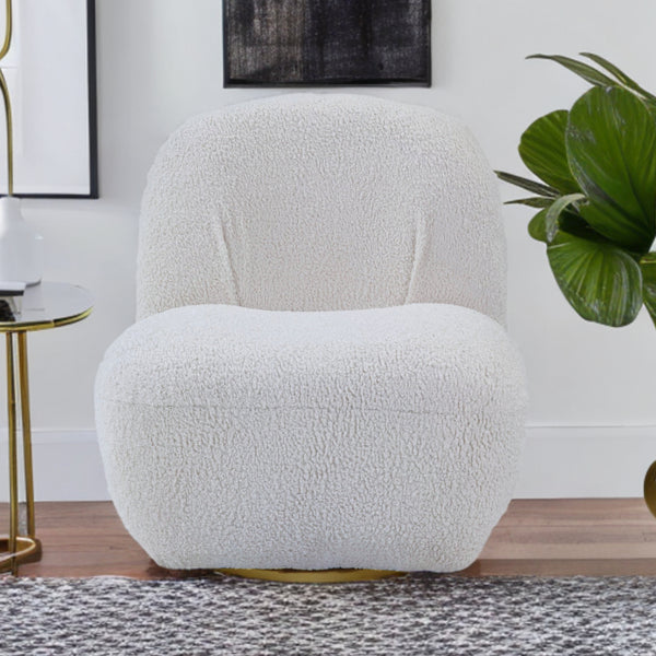 32 White Sherpa Solid Color Swivel Slipper Chair