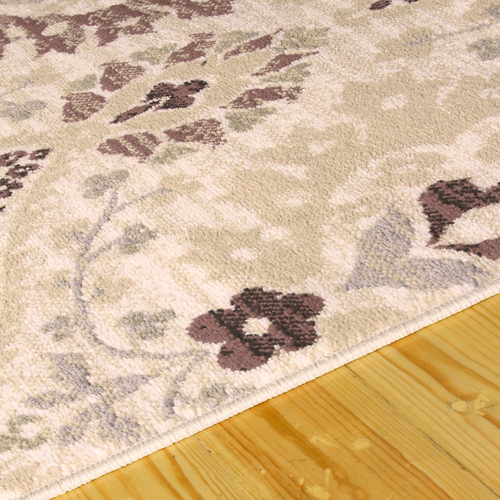2' X 3' Ivory And Gray Floral Distressed Area Rug