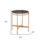 22" Rosegold And Smoke Glass Geo Round End Table