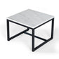 15" Black And White Stone And Metal Square End Table