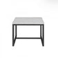 15" Black And White Stone And Metal Square End Table