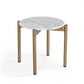 22" Gold And White Marble Round End Table