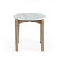 22" Gold And White Marble Round End Table