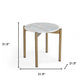 22" Gold And White Marble Round End Table