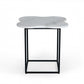 15" Black And White Marble Free Form End Table