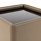 18" Beige And Black Glass And Faux Leather Square End Table