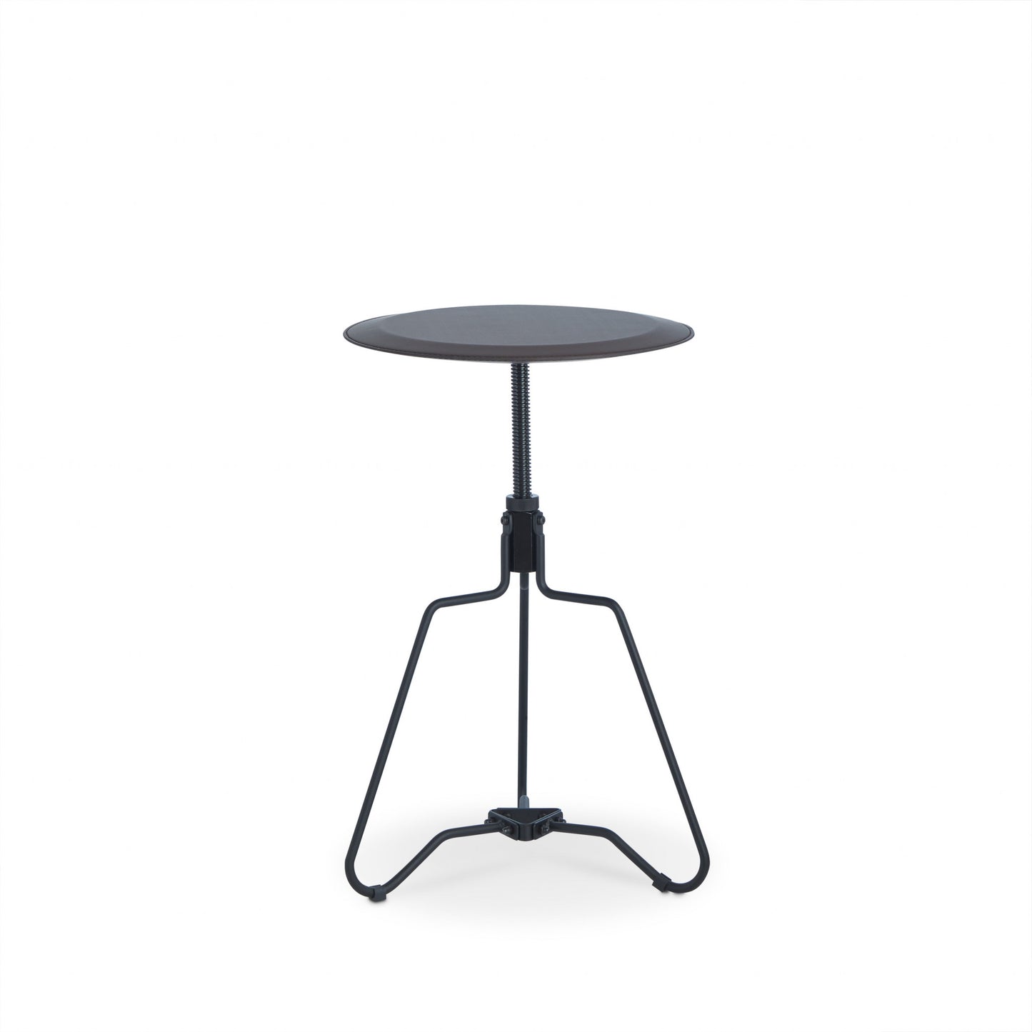 25" Sandy Black And Espresso Veneer And Metal Round End Table