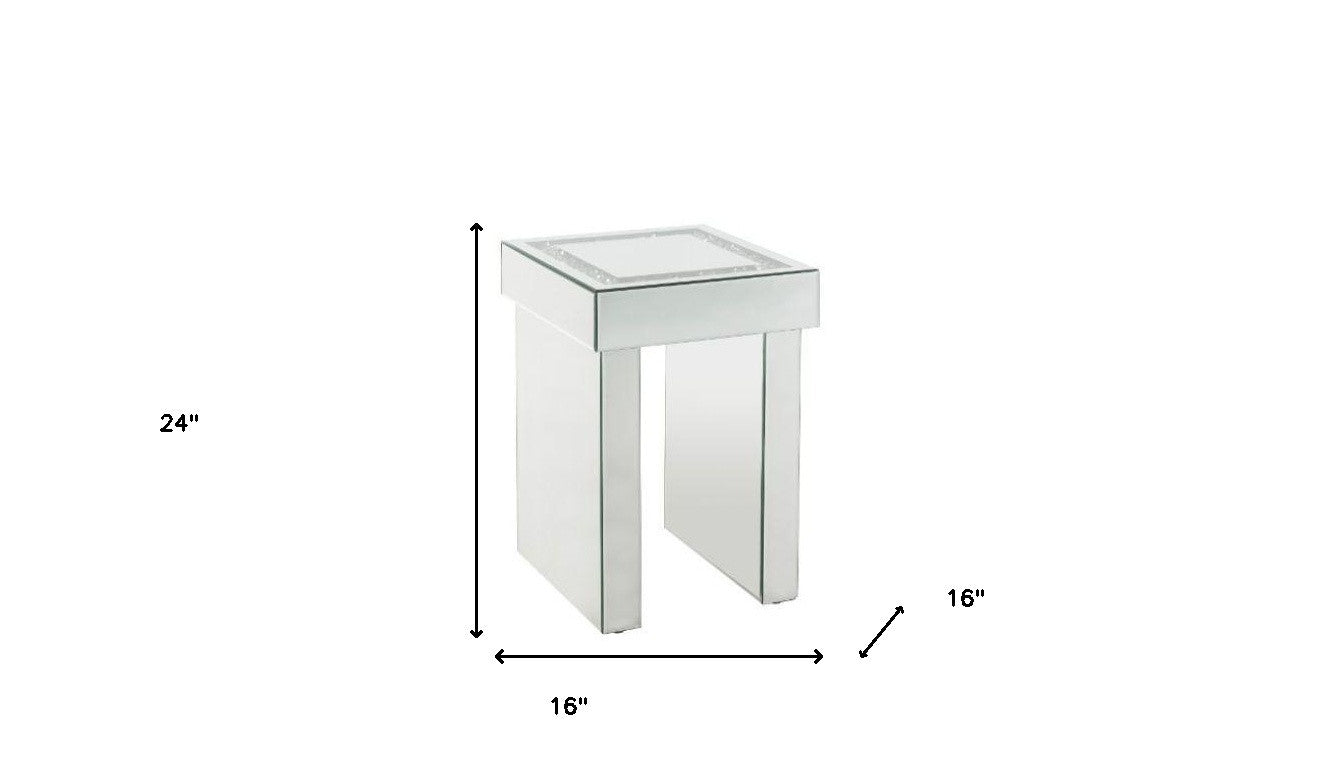 24" Silver Glass Square End Table