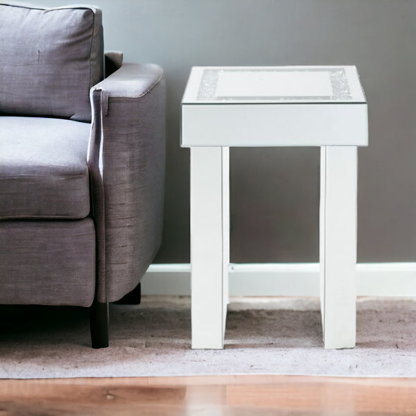 24 Silver Glass Square End Table