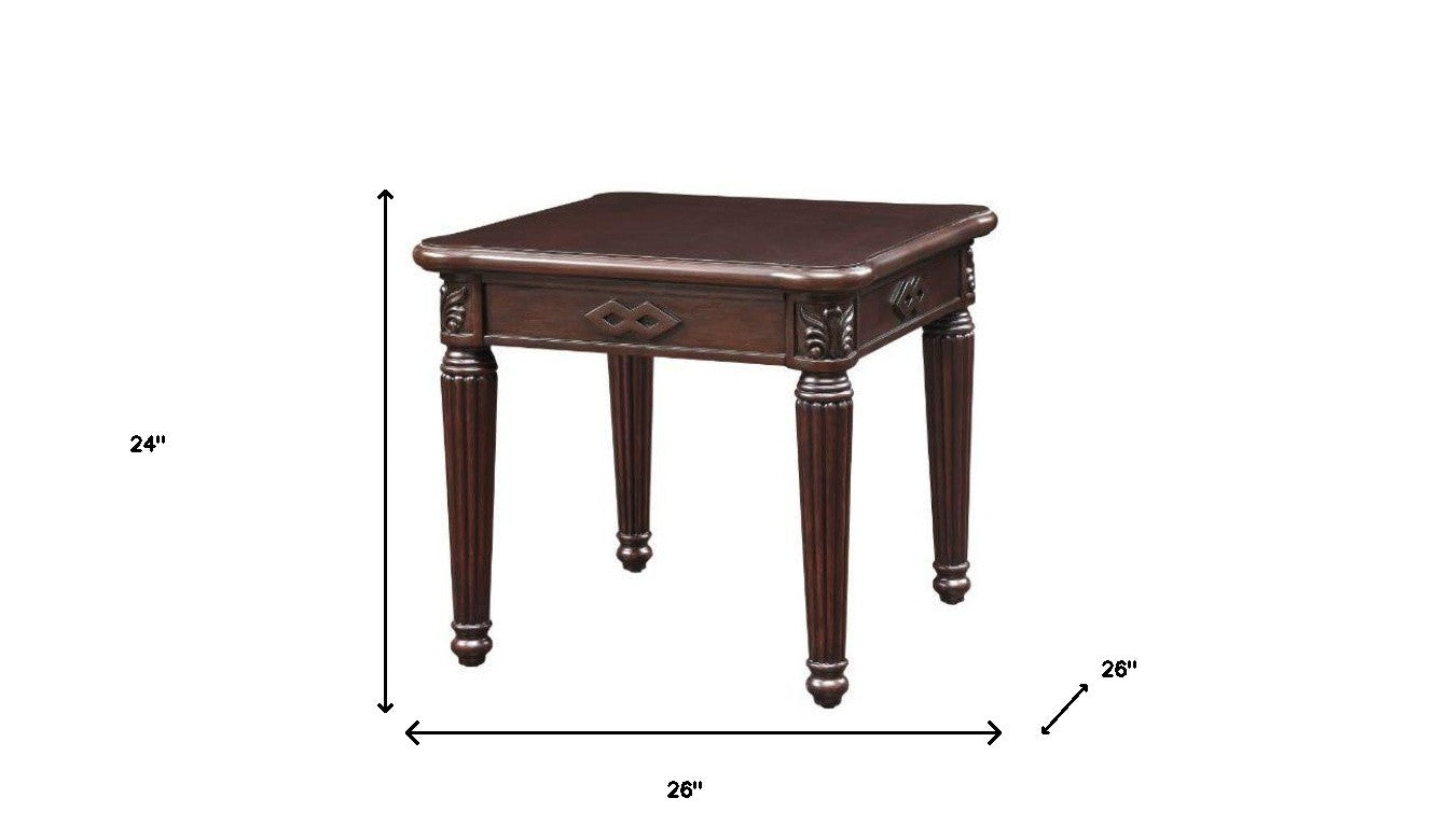 24" Espresso Solid Wood And Manufactured Wood Square End Table