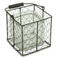 5.5" Brown and Clear Square Wire Basket and Glass Jar