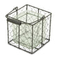 5.5" Brown and Clear Square Wire Basket and Glass Jar