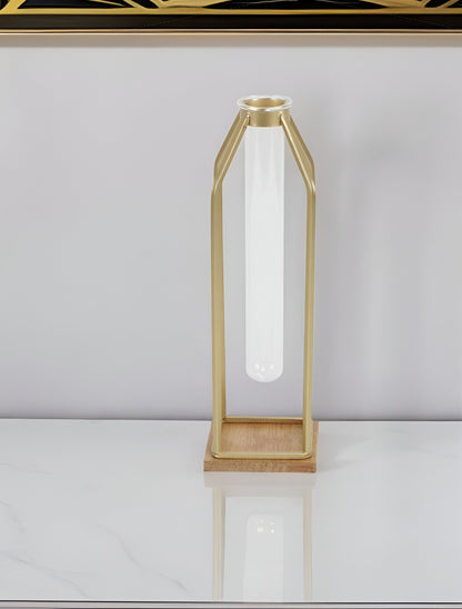 12" Gold And Clear Contemporary Glass Tube