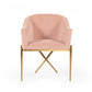 25" Pink Velvet And Gold Solid Color Arm Chair