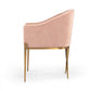 25" Pink Velvet And Gold Solid Color Arm Chair