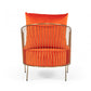 27" Orange Velvet And Gold Solid Color Arm Chair