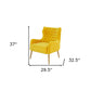 30" Yellow Velvet And Gold Solid Color Arm Chair