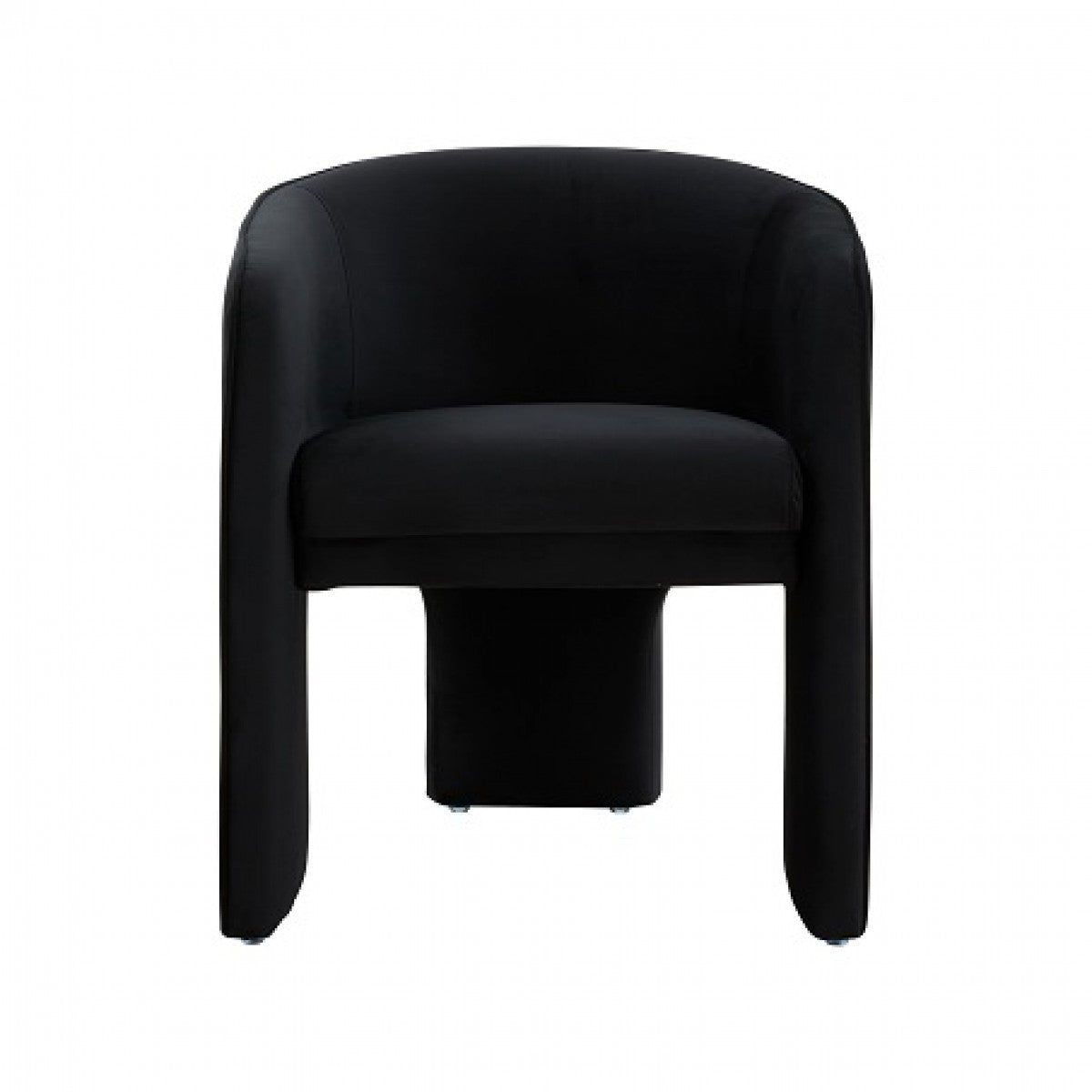 24" Black Velvet Mod Three Leg Arm Chair